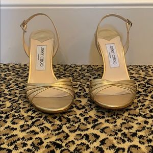 Gold Jimmy Choo Strappy Sandals